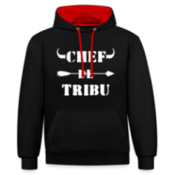 Sweat-shirt à capuche contrasté unisexe - Chef de tribu