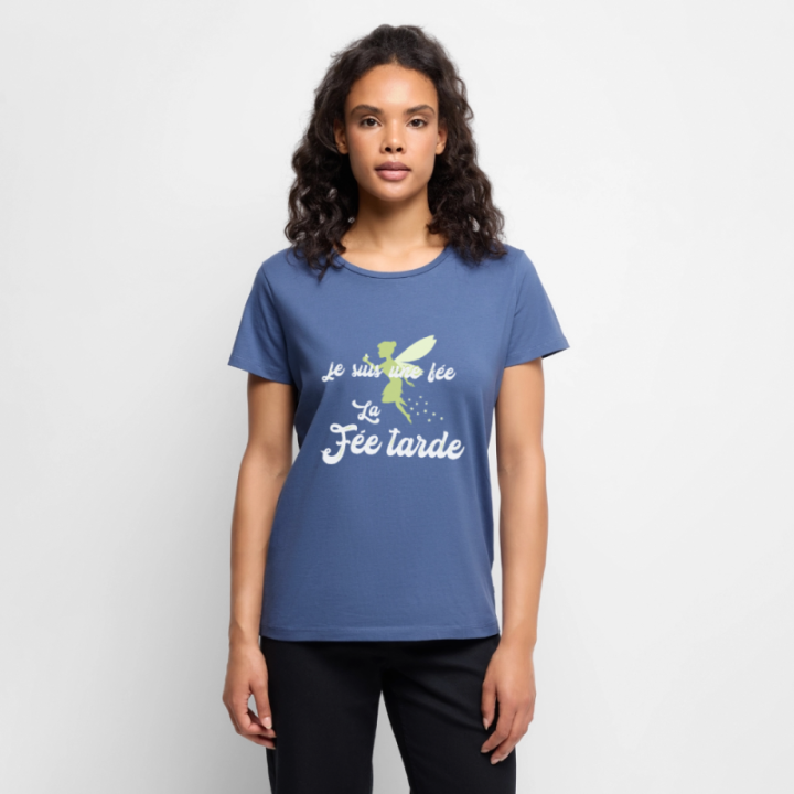 T-shirt premium femme - Je suis la fée Tarde - bleu pigeon - front