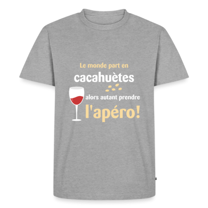 T-shirt premium homme - Le monde part en cacahuètes - gris chiné - front