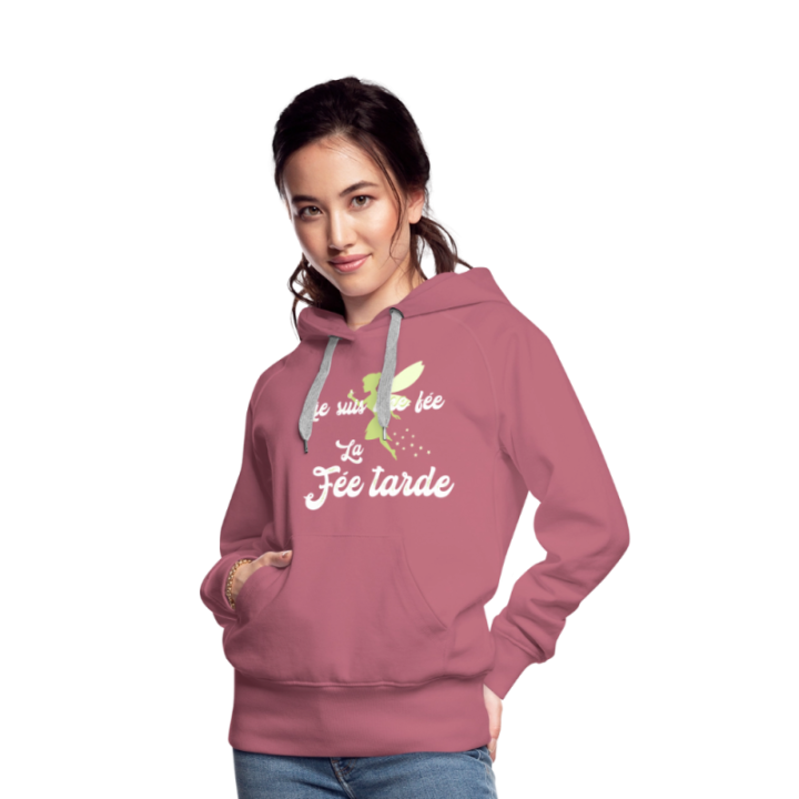 Sweat-shirt à capuche premium femme - Je suis la fée Tarde - mauve - front