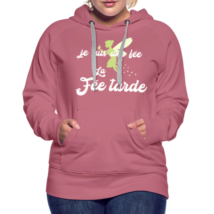 Sweat-shirt à capuche premium femme - Je suis la fée Tarde - mauve - front