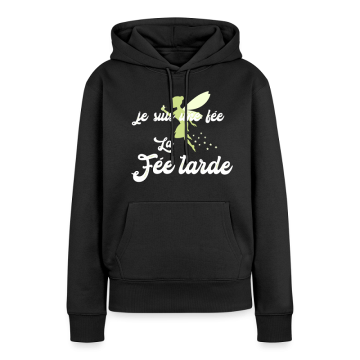 Sweat-shirt à capuche premium femme - Je suis la fée Tarde - noir - front