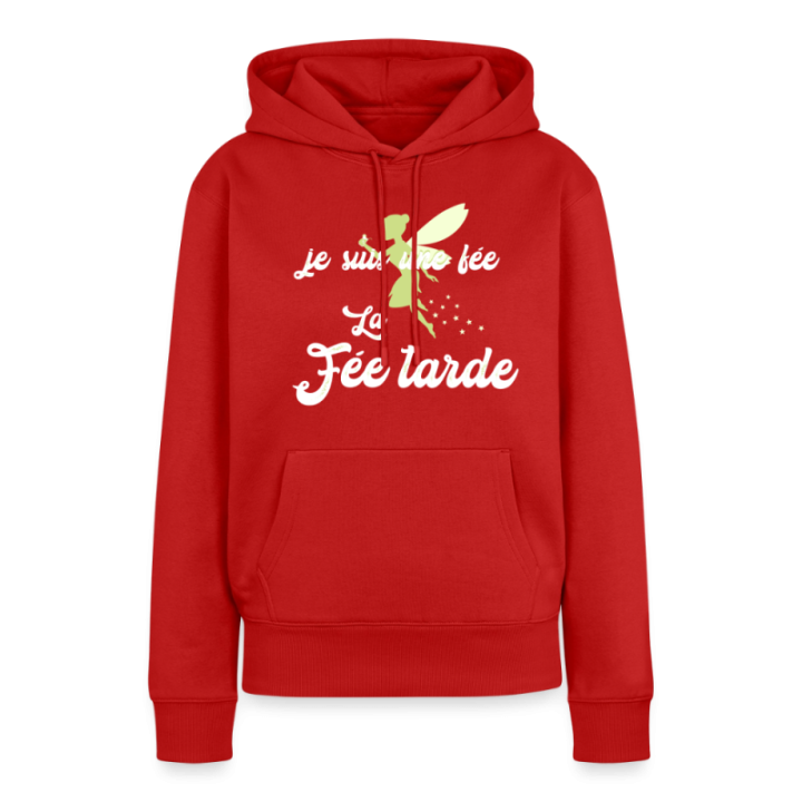 Sweat-shirt à capuche premium femme - Je suis la fée Tarde - rouge - front