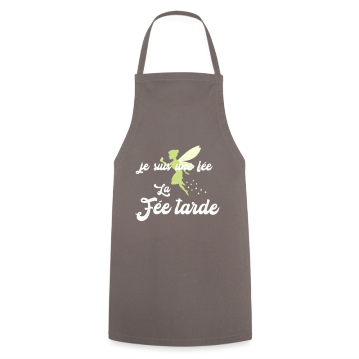 Tablier de cuisine - Je suis la fée Tarde - gris - front