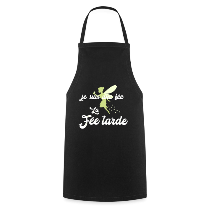 Tablier de cuisine - Je suis la fée Tarde - noir - front