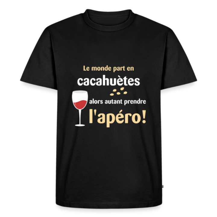 T-shirt premium homme - Le monde part en cacahuètes - noir - front