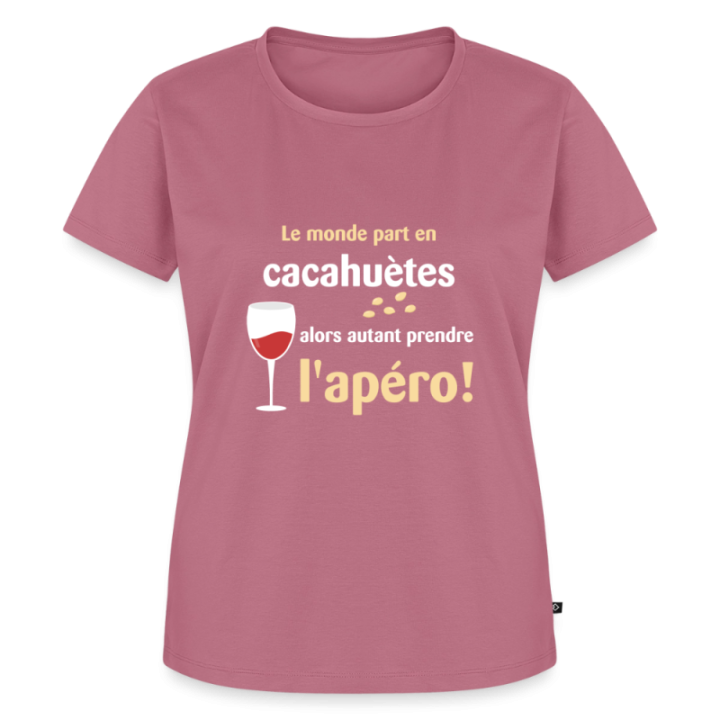 T-shirt premium femme - Le monde part en cacahuètes - mauve - front