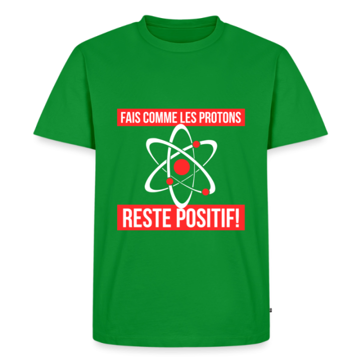 T-shirt premium homme - Fais comme les proton: Reste positif - vert - front