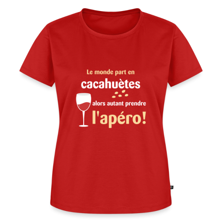 T-shirt premium femme - Le monde part en cacahuètes - rouge - front