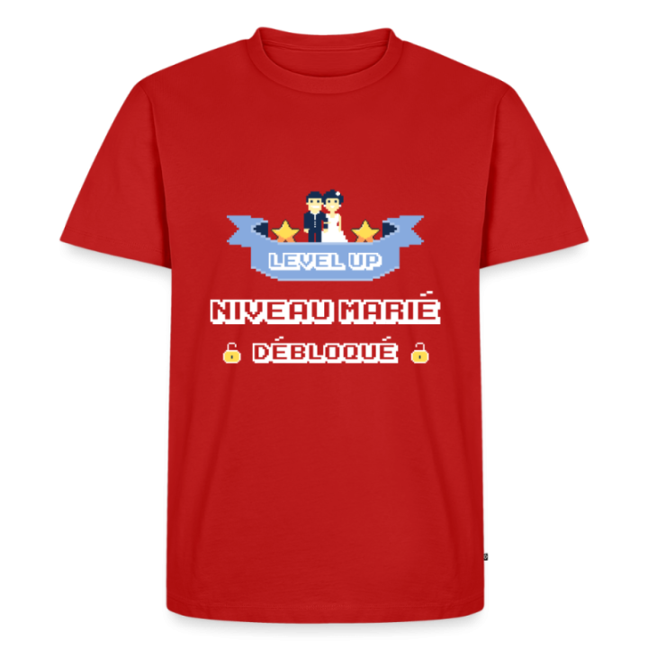 T-shirt premium homme - Level-up: Niveau marié débloqué - rouge - front
