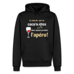 Sweat-shirt à capuche premium homme - Le monde part en cacahuètes