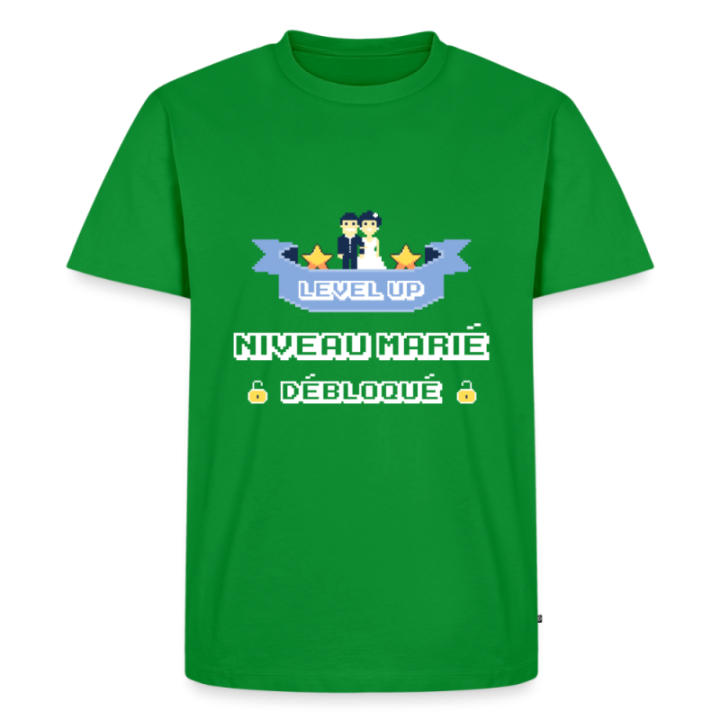 T-shirt premium homme - Level-up: Niveau marié débloqué - vert - front