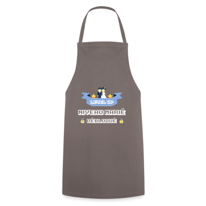 Tablier de cuisine - Level-up: Niveau marié débloqué - gris - front