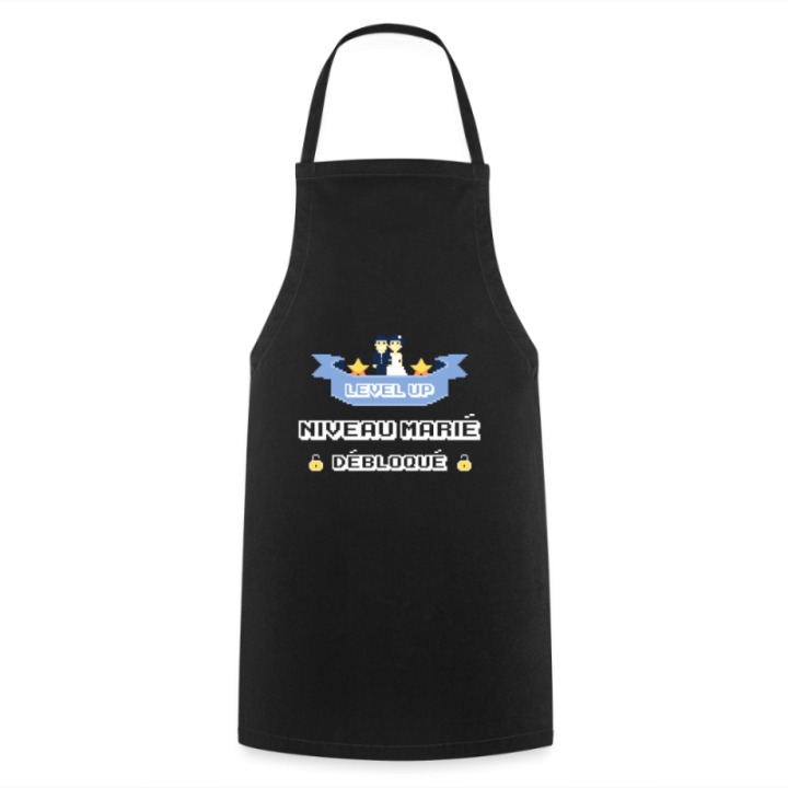 Tablier de cuisine - Level-up: Niveau marié débloqué - noir - front